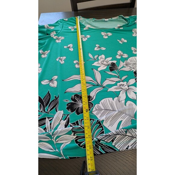 Susan Graver Top 3X Liquid Knit Floral Butterfly Blouse Flutter Sleeve Tropical - Picture 9 of 9